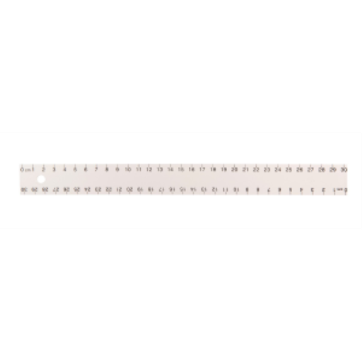 30cm White Plastic Ruler (cm 0-30) / 
R?gle blanche en plastique de 30 cm (cm 0-30)