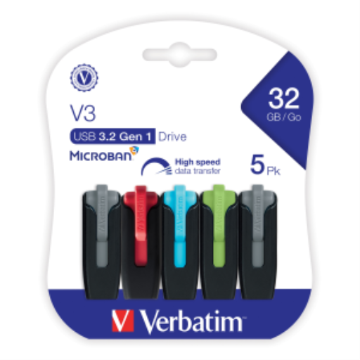 Verbatim 32GB SnG V3 USB 3.0 5PK Assorted