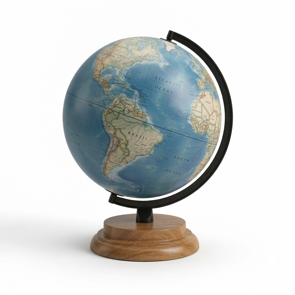Replogle Globes Northampton ocean globe on a turned wood base, high-resolution hero shot.