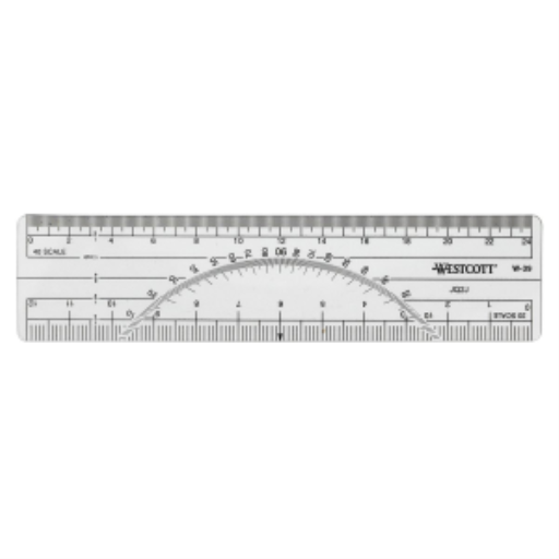 Protractor Ruler 20ths/40ths, 6?
R?gle rapporteur 1/20 et 1/40 au po, 6 po