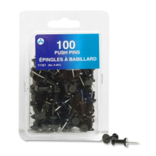 Push Pins Black, 100/Box / Epingles a babillard Noir 100 par bo?te