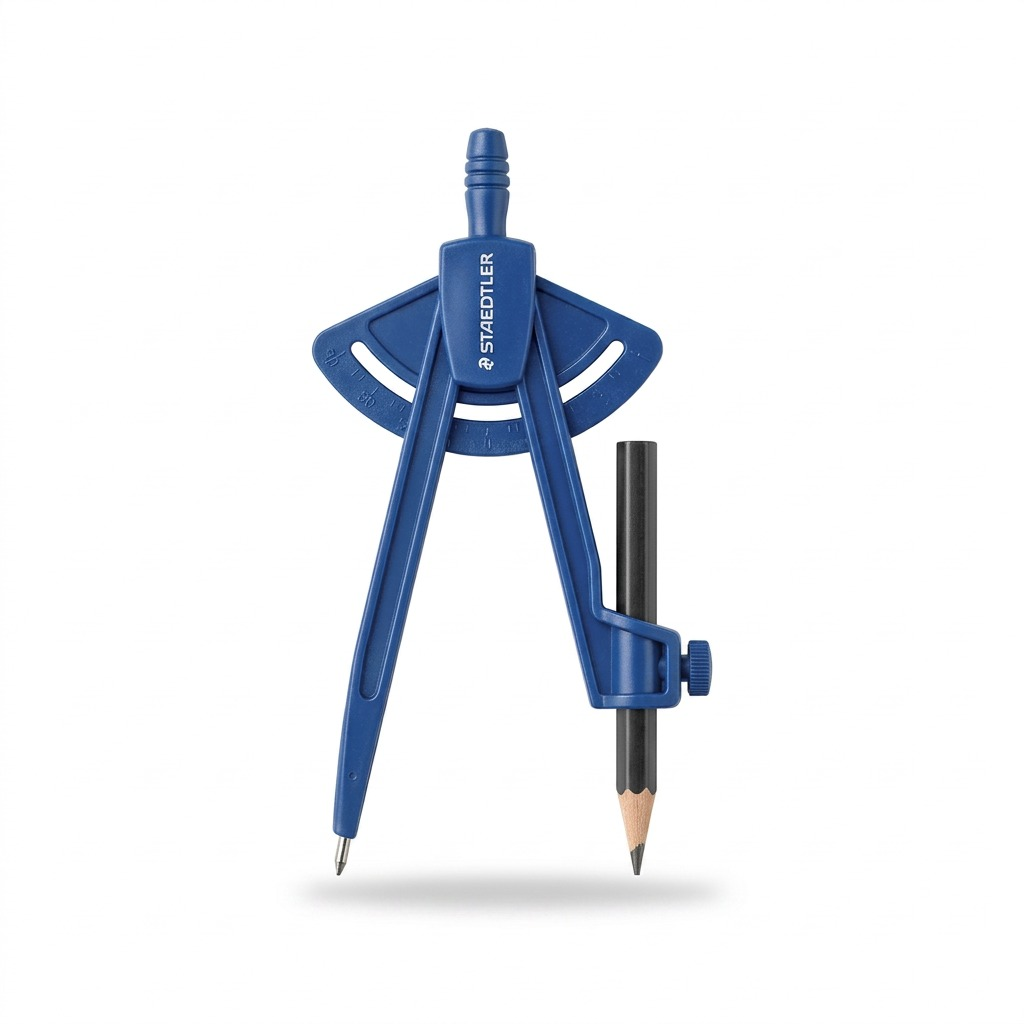 A high-resolution ecommerce hero shot of the blue STAEDTLER compass with pencil, matching the canonical product image.