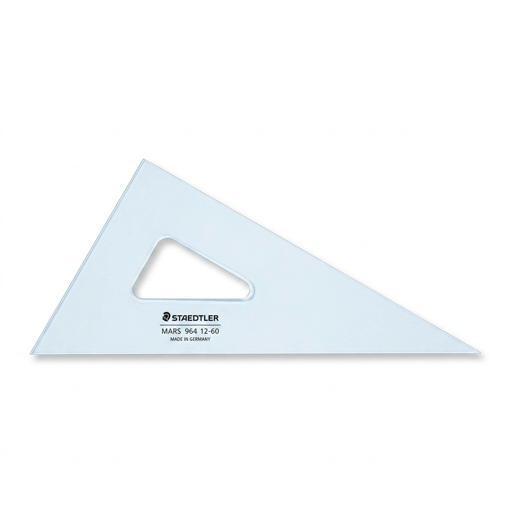 STAEDTLER Mars 964 12-60BK02 12" translucent 30/60 degree set square triangle hero shot.