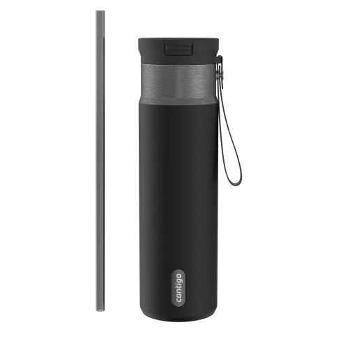 Contigo 2225923 Snapseal PVD Stainless Steel Travel Mug with Straw ? 24 oz Licorice Gunmetal
