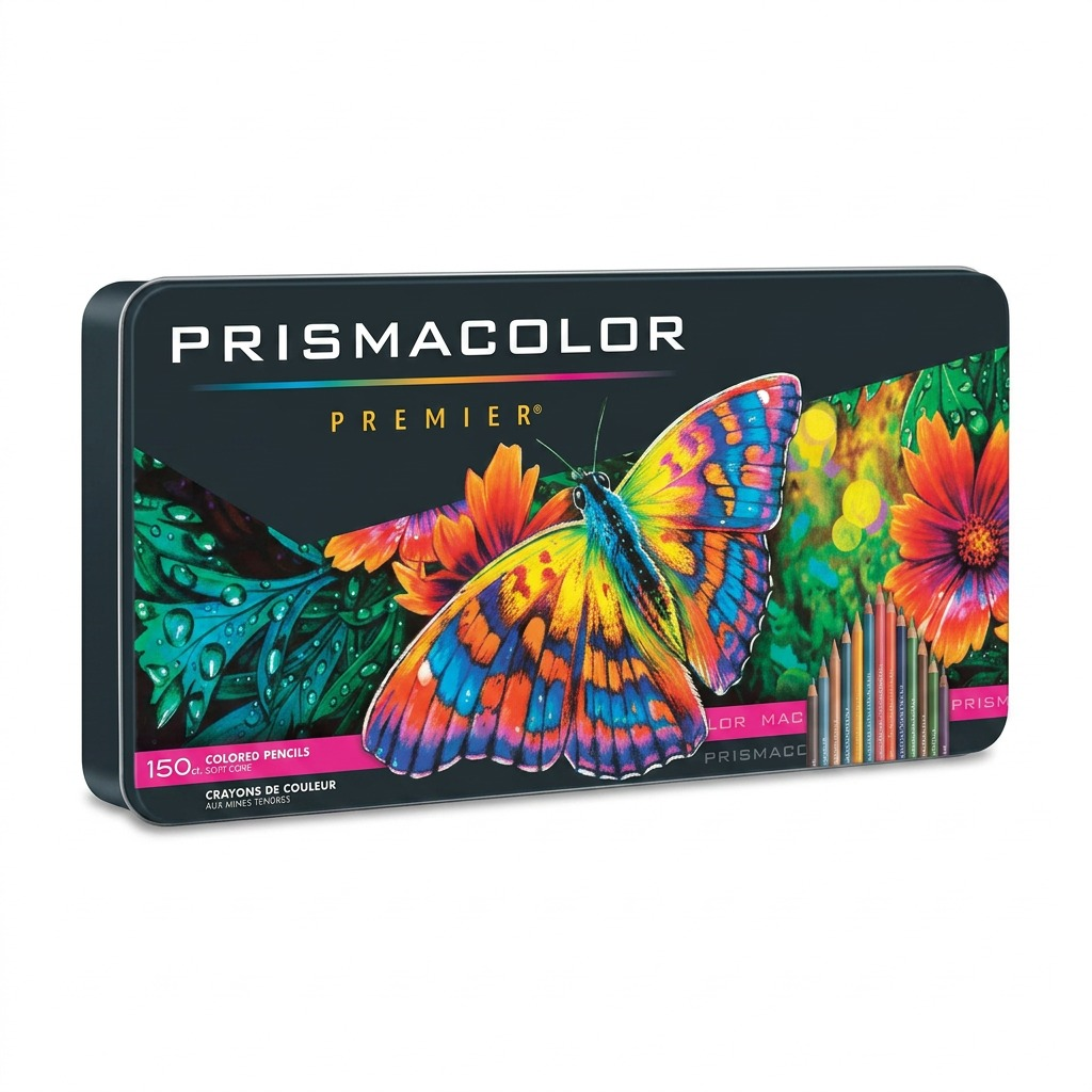 A clean, high-resolution hero shot of the 150-count Prismacolor Premier Colored Pencils set on a white background.