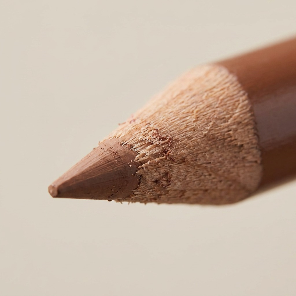 Extreme close-up macro view highlighting the sharp tip of a single Prismacolor Premier colored pencil with visible pigment flakes.