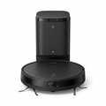 A pristine hero shot of the all-black TP-Link Tapo RV20 Max Plus robot vacuum and disposal dock.