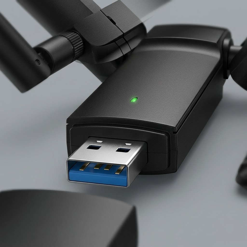 Macro photograph of the Archer TX35U Plus USB 3.0 connector and LED, showing meticulous craftsmanship.