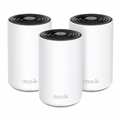 A three-pack of TP-Link Deco XE75 Mesh Wi-Fi 6E nodes on a clean white background.