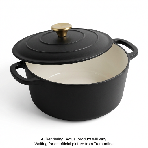 Tramontina Bestow 5.5 Quart Enameled Cast Iron Covered Round Dutch, Matte Black