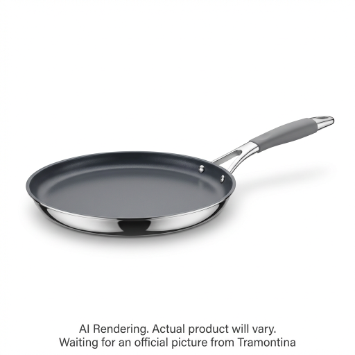 Tramontina Utsava 10 Inch Tri-Ply Clad Stainless Steel Ceramic Nonstick Concave Roti Tawa