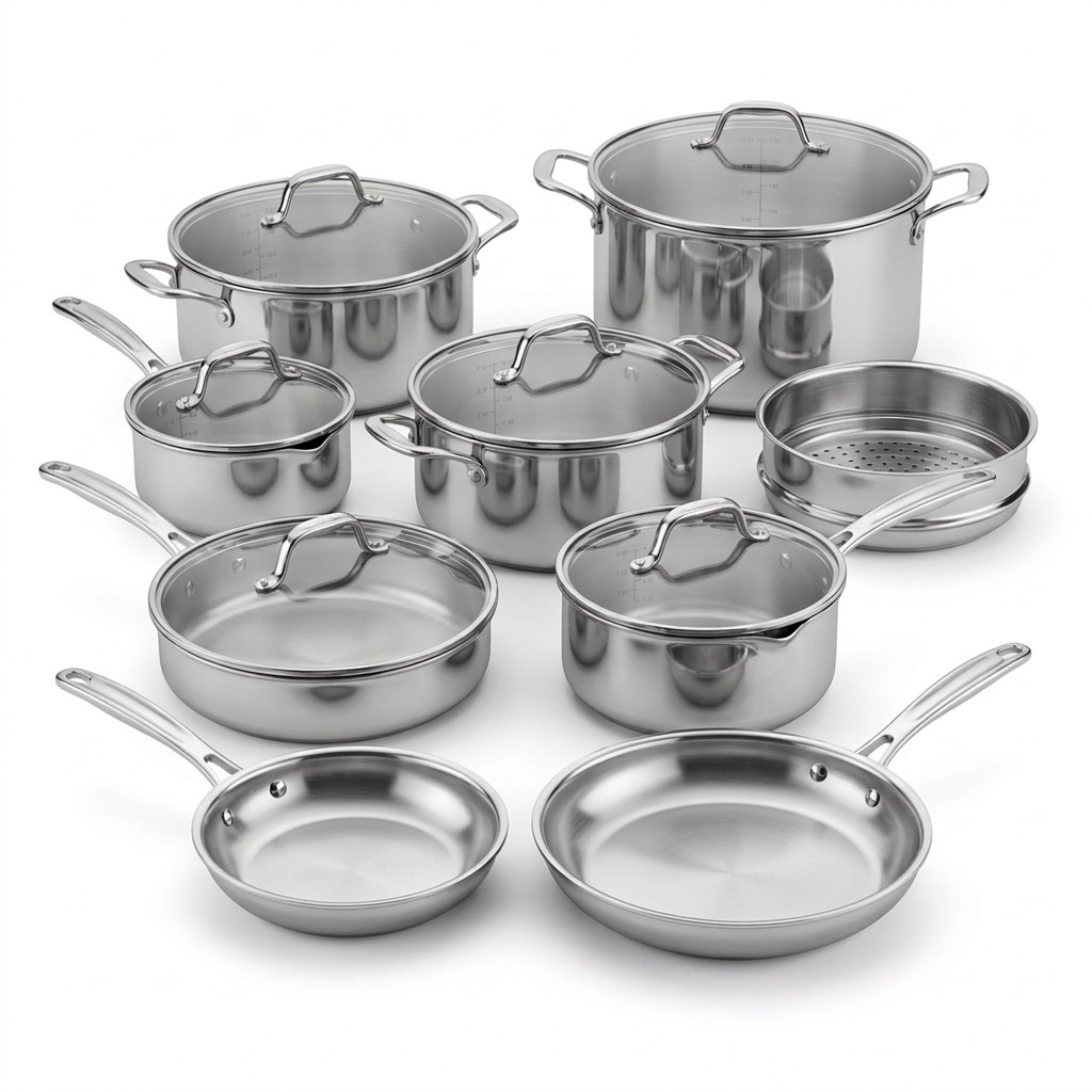Tramontina Tempo Tri-Ply Set, 14 Pc, hero shot on white background.