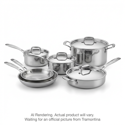 Tramontina Signature Tri-Ply Clad Stainless Steel Cookware Set, 10 Pc