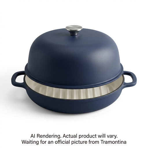 Tramontina 9.5" Enamel Cast Iron Bread Oven, Matte Navy