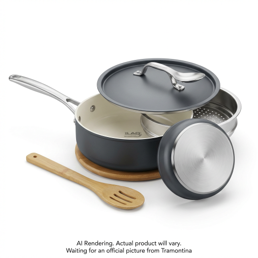 Tramontina All in One Plus Pan, 5 Quart Ceramic Non Stick, Charcoal