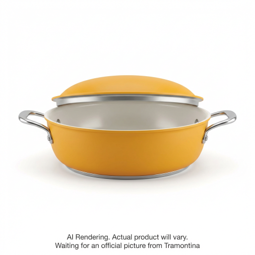 Tramontina Fiora 4.25 Quart Multipurpose Ceramic Nonstick Pan, Marigold