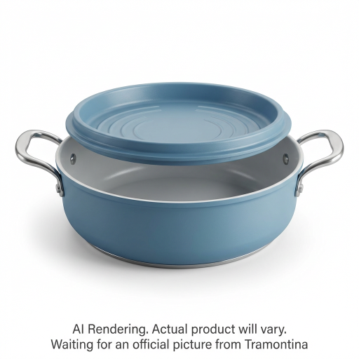 Tramontina Fiora 4.25 Quart Multipurpose Ceramic Nonstick Pan, Frost Blue