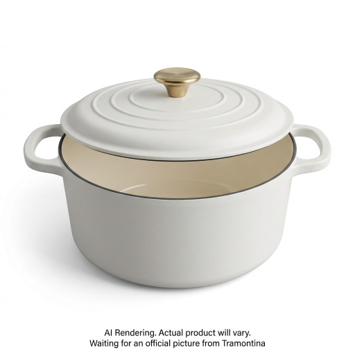 Tramontina Bestow 5.5 Quart Enameled Cast Iron Covered Round Dutch, Matte White