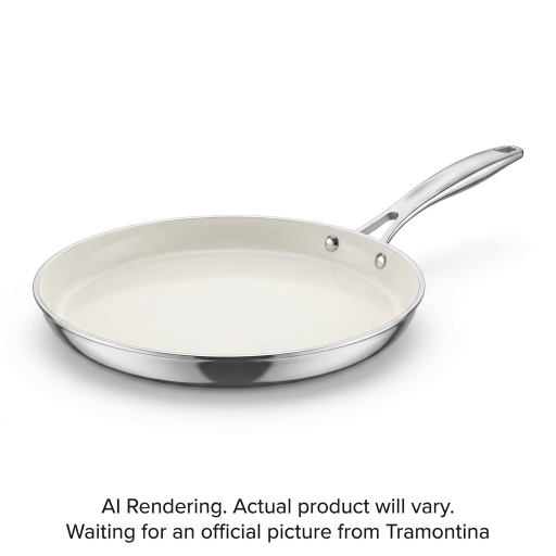 Tramontina Utsava Tri-Ply Clad Stainless Steel Ceramic Nonstick Dosa Tawa, 11 in.