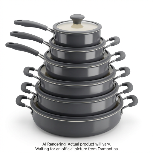 Tramontina 11 Pc Nesting Cw Set-Pe-Cer-Dk Gray-Oly