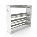 RAKABOT Titan white & stainless 4-tier shoe & boot drying rack hero shot.