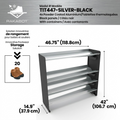 A pure, high-resolution hero shot of the 4-tier grey and black Rakabot Titanic shoe rack.