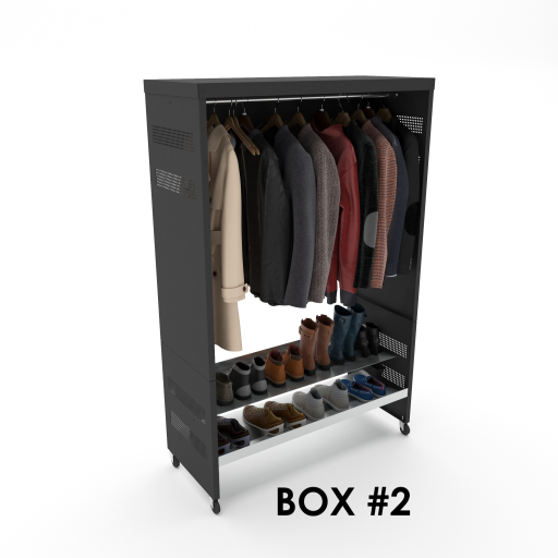 (CUSMA form attached) Zeus Mobile Coat and boot rack / 2 Tier / Shelf 46.25" Grey / Mate black Frame / Store 10 pairs /Box 2 of 2