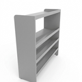An isolated overhead view of the RAKABOT TITAN 4-shelf grey shoe organizer rack with inclined shelves.