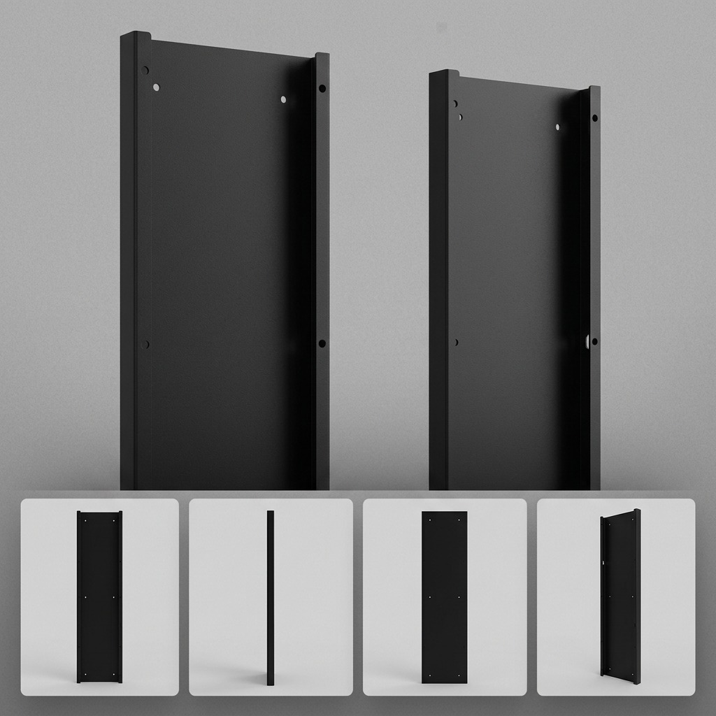 A clean product matrix displaying four distinct angles of the black Rakabot Titan 7 Tier side panels.