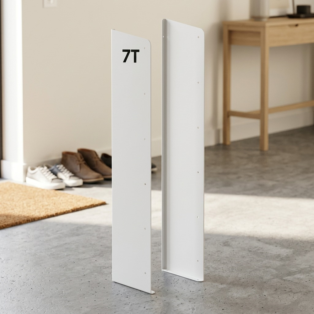 Two RAKABOT Titan 7 Tier side panels in a home entryway setting.