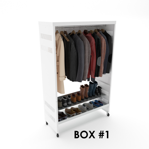 (CUSMA form attached) Zeus Mobile Coat and boot rack / 2 Tier / Shelf 46.25" grey / Pure White Frame / Store 10 pairs /Box 1 of 2
