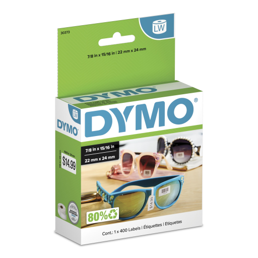 DYMO Authentic LW Price Tag Labels, DYMO Labels for LabelWriter Printers, White, 15/16" x 7/8", 1 Roll of 400