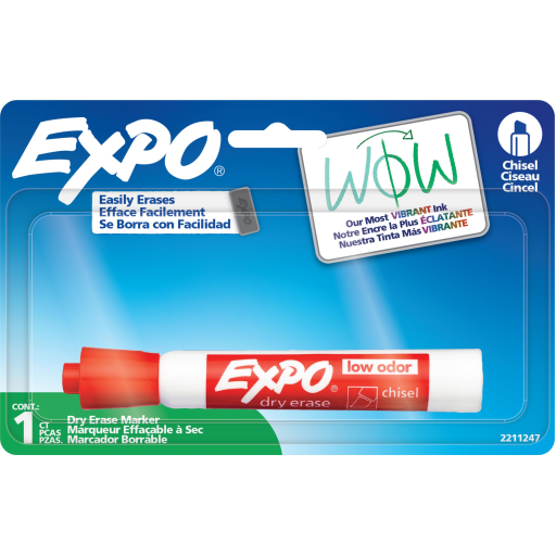 EXPO Dry Erase Marker, Low Odour Ink, Black, Chisel Tip, 1 Count