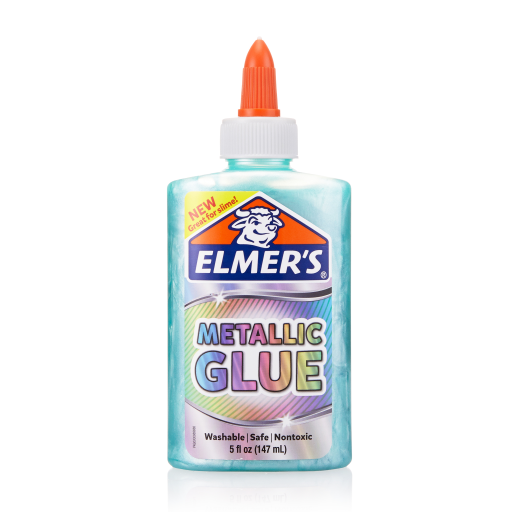 Elmer's Metallic Liquid Glue, Great for Making Slime, Washable, Teal, 5oz.