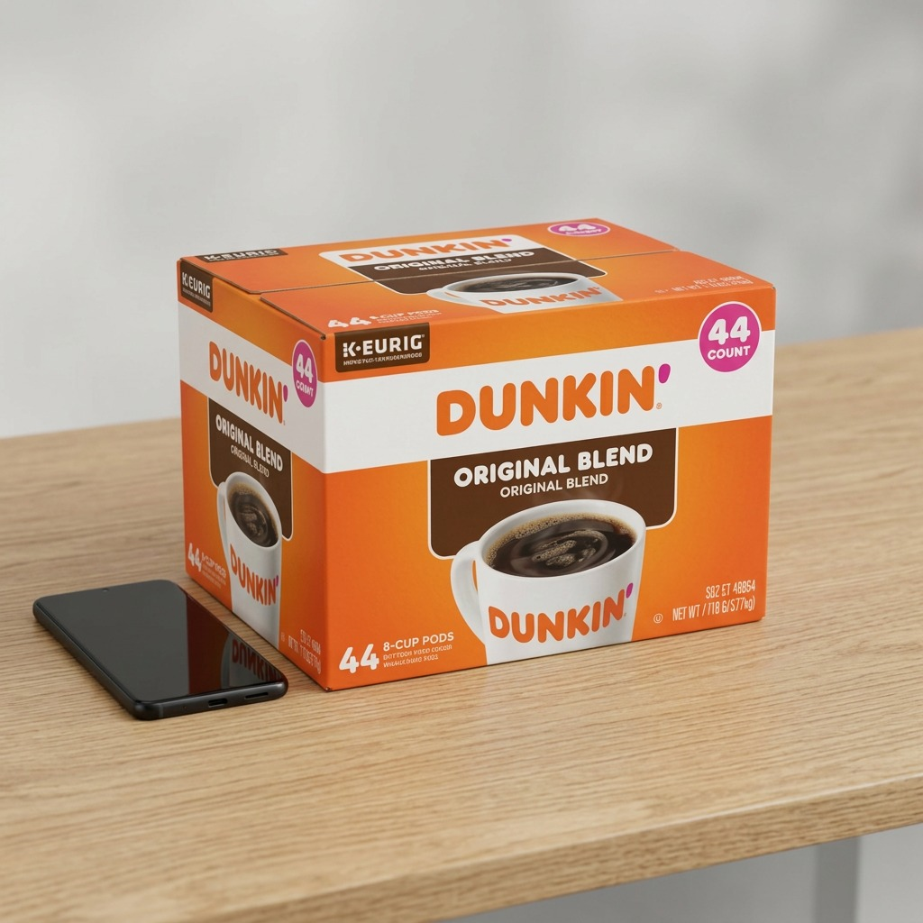 Rendered scale reference shot of the product box next to a common item.