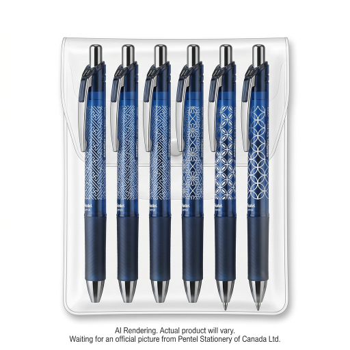 Pentel EnerGel Retractable Liquid Gel Pen, Limited Edition Edo-Kiriko (0.5mm) Needle Tip, 6PC Pack