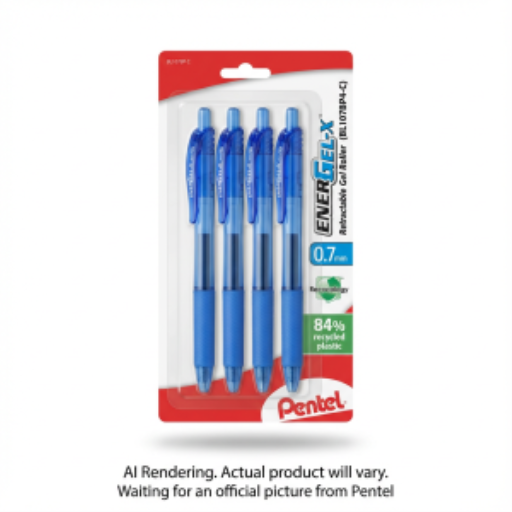 EnerGel-X Retractable Gel Roller, (0.7mm) Metal Tip, Blister, 4PC Pack Blue