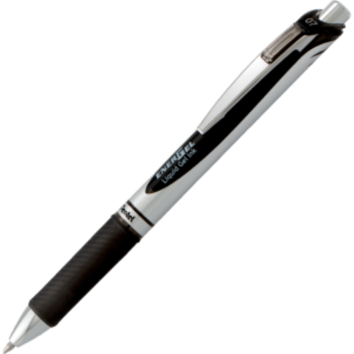 EnerGel Retractable Gel Roller, (0.7mm) Metal Tip, Black Ink