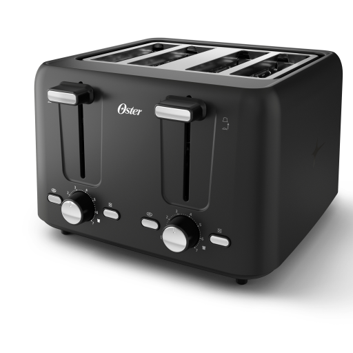 Oster 4-Slice Toaster with Custom Bagel Setting and Extra-Wide Slots, Black