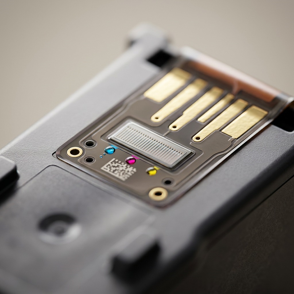 Extreme macro view of Canon CL-241XL printhead nozzles, showing intricate detail and precision.