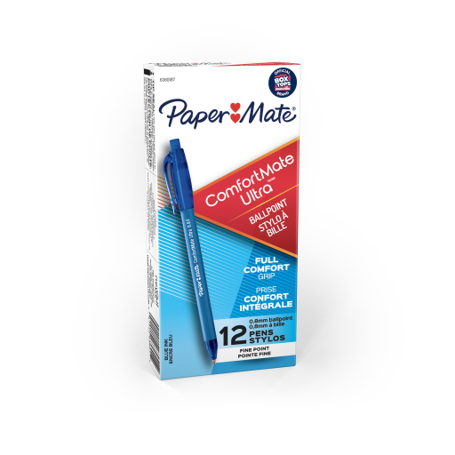 Paper Mate 6360187 ComfortMate Retractable Ballpoint Pen – Fine Point, Blue Ink