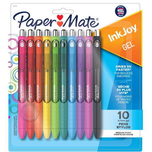 Paper Mate InkJoy Pens, Gel Pens, Medium Point (0.7 mm), Assorted Colours, 10 Count