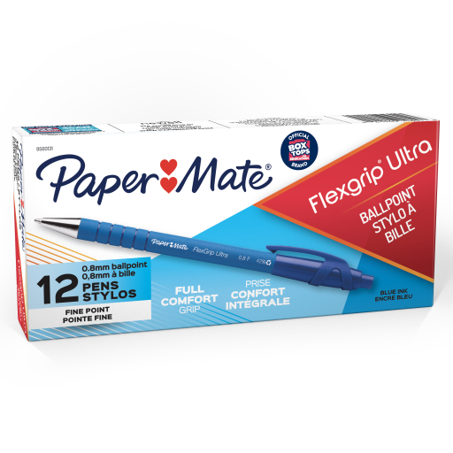 Paper Mate FlexGrip Ultra Retractable Ballpoint Pen, Fine Point (0.8 mm), Blue, 1 Unit