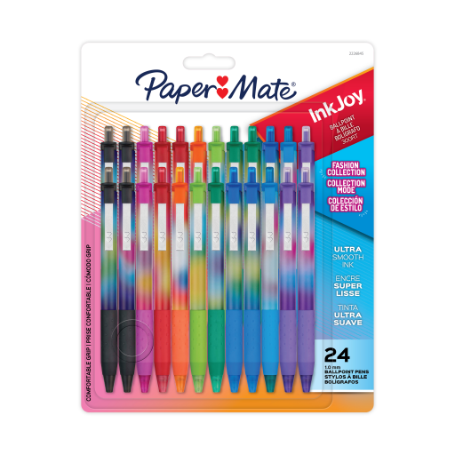 Paper Mate InkJoy 300RT Ballpoint Pens, Colourful Pens with Fashion Wraps, Retractable, Medium Point, Assorted Colours, 24 Count