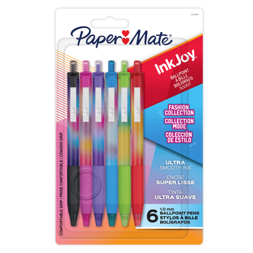 Paper Mate InkJoy 300RT Ballpoint Pens, Colourful Pens with Fashion Wraps, Retractable, Medium Point, Assorted Colours, 6 Count
