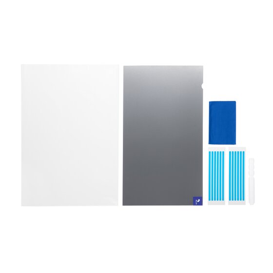 Kensington K60729WW privacy filter with mounting tabs and cleaning accessories