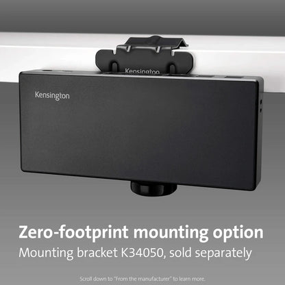 Kensington SD4780P dock mounted behind monitor with optional bracket