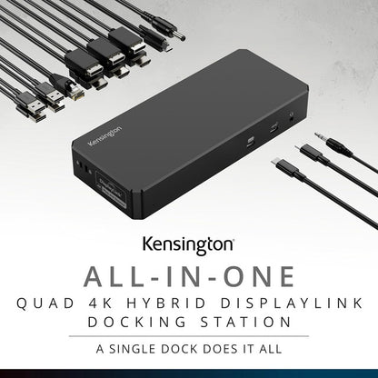 Kensington SD4790P hybrid dock with USB-C USB-A HDMI and DisplayPort connections
