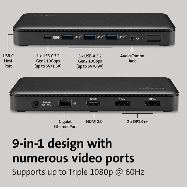 Kensington SD4839P HDMI DisplayPort USB-C USB-A and Ethernet ports