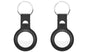 Shop KeyBudz AT2_S1_BLK black leather AirTag keyrings. 2-pack with genuine leather holders, metal rings and secure snap closures for Apple AirTag.